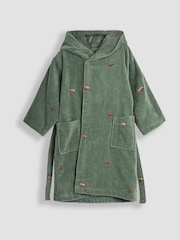JoJo Maman Bébé Khaki Tractor Embroidered Towelling Robe - Image 3 of 5