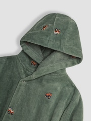 JoJo Maman Bébé Khaki Tractor Embroidered Towelling Robe - Image 5 of 5