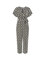 Yumi Black Geometric Print Wrap Jumpsuit - Image 5 of 5
