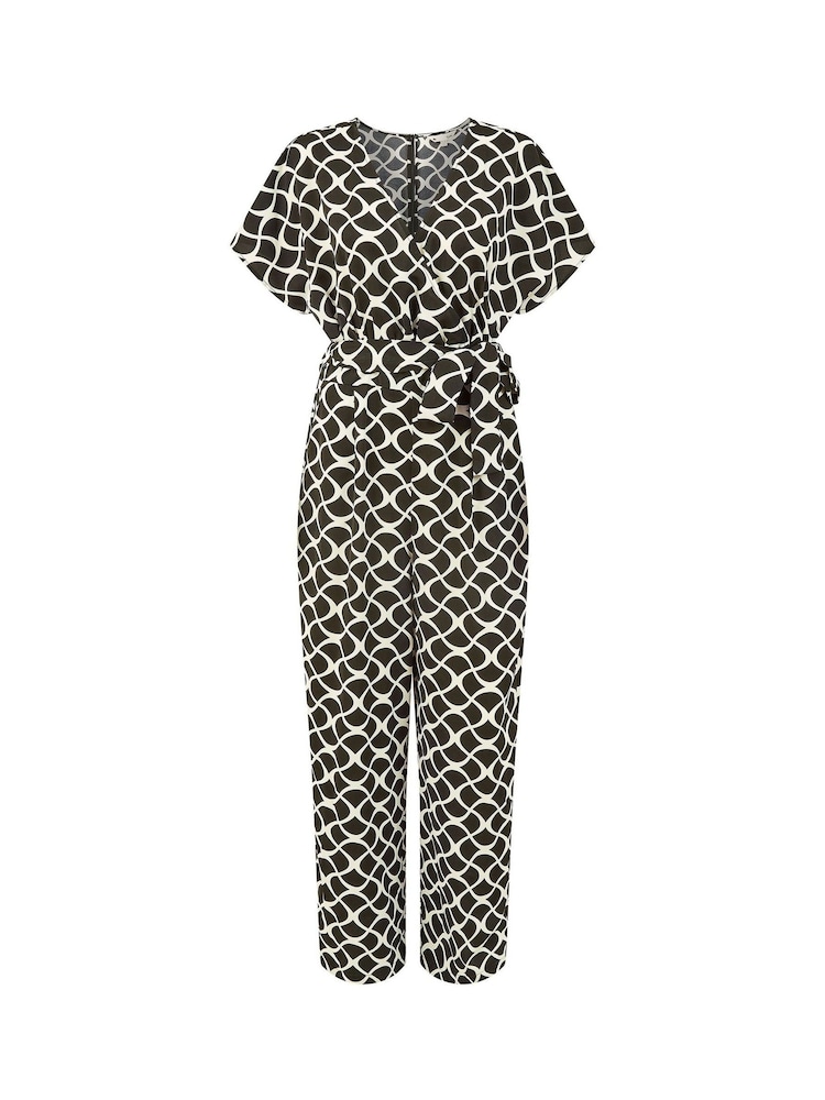 Schwarz - Yumi Overall mit Wickeldesign und geometrischem Muster - Bild 5 von 5 Schwarz - Yumi Overall mit Wickeldesign und geometrischem Muster - Bild 5 von 5