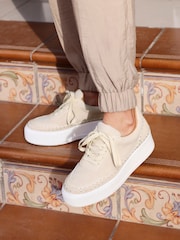 Linzi Beige Nubuck Harlem Faux Leather Platform Trainers - Image 1 of 5