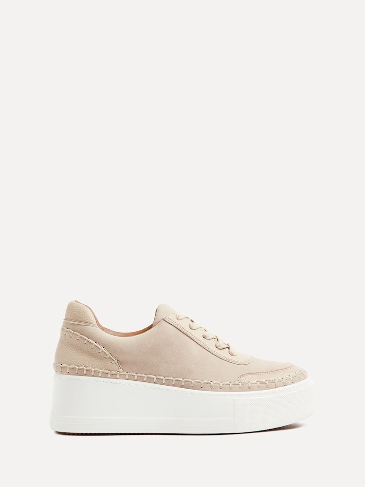 Linzi Beige Nubuck Harlem Faux Leather Platform Trainers - Image 2 of 5