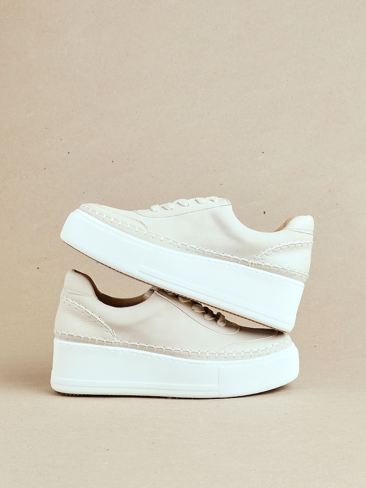 Linzi Beige Nubuck Harlem Faux Leather Platform Trainers - Image 6 of 6