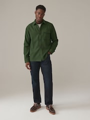 Dark Green Single Pocket Shacket With Wool - Image 2 of 8