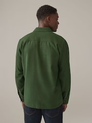 Dark Green Single Pocket Shacket With Wool - Image 3 of 8