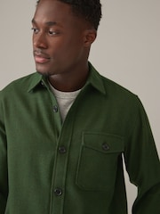 Dark Green Single Pocket Shacket With Wool - Image 4 of 8