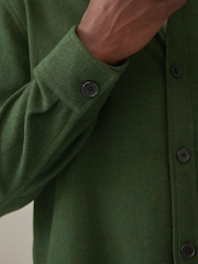 Dark Green Single Pocket Shacket With Wool - Image 5 of 8