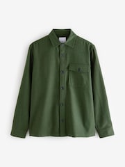 Dark Green Single Pocket Shacket With Wool - Image 6 of 8