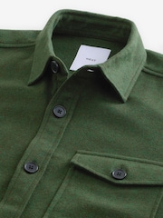 Dark Green Single Pocket Shacket With Wool - Image 7 of 8