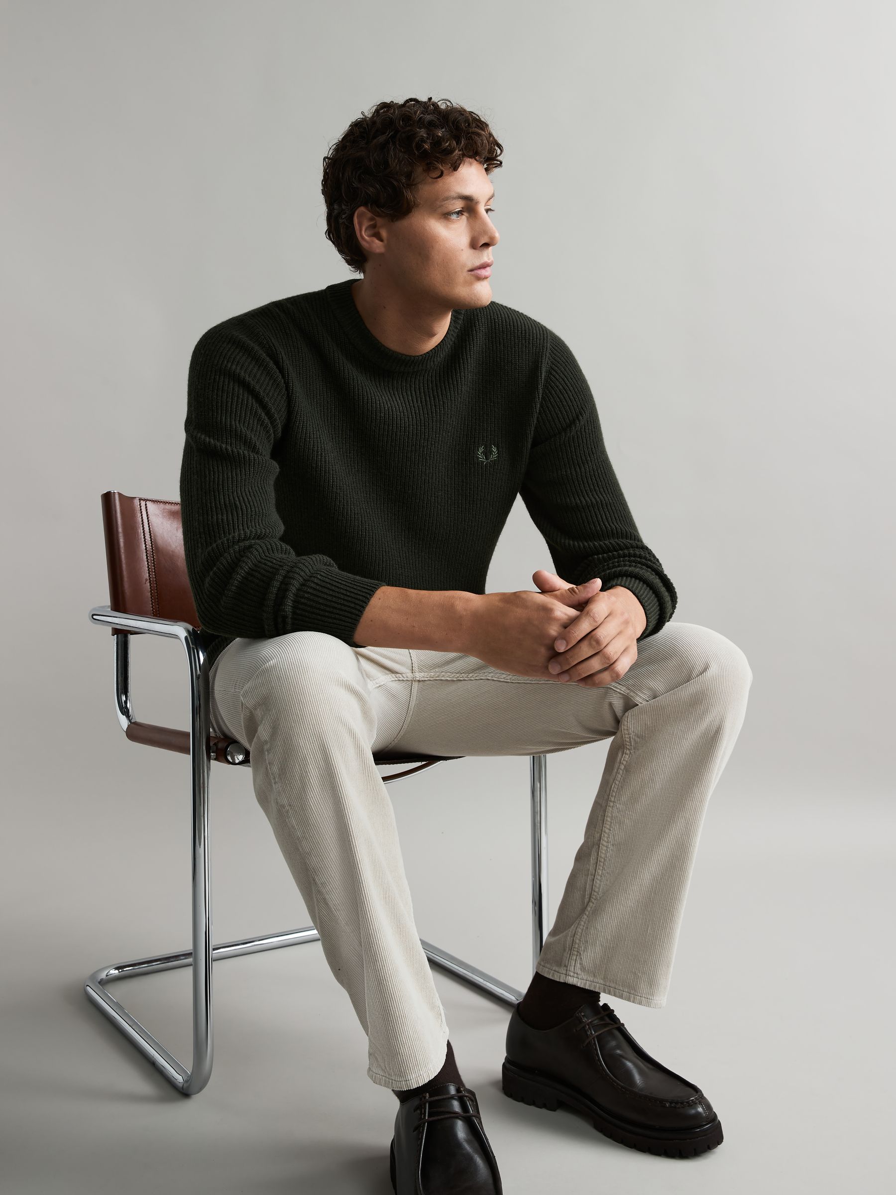Buy Fred Perry Green Lambswool Jumper from Next USA