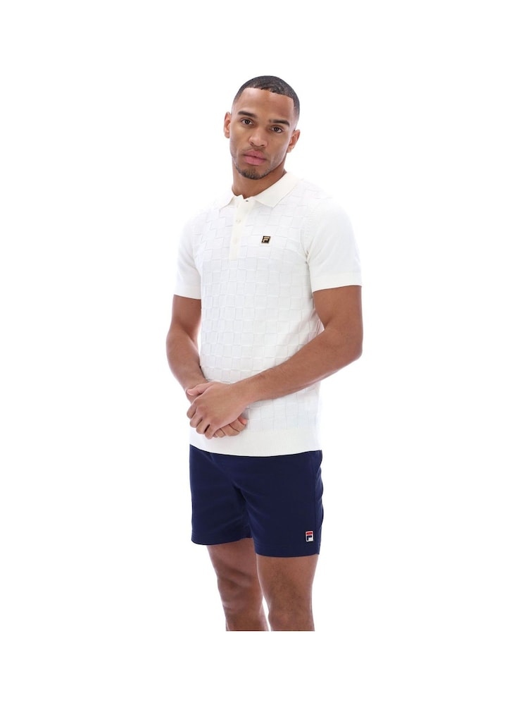 Fila White Lucian Square Knit Polo Shirt - Image 2 of 4