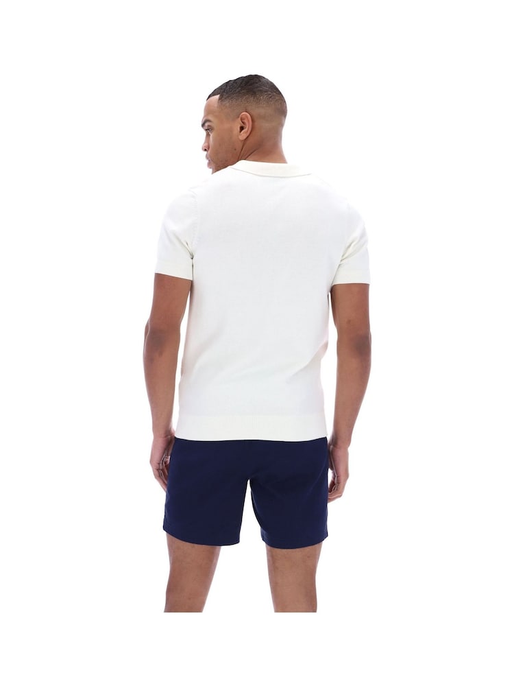 Fila White Lucian Square Knit Polo Shirt - Image 4 of 4