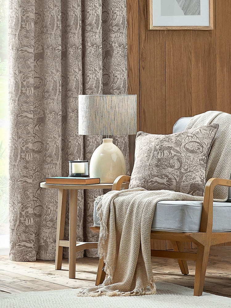 Furn Taupe Winter Woods Animal Chenille Cushion - Image 1 of 5