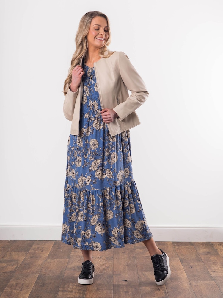 Lakeland Leather Cream Crosby Collarless Leather Jacket - Image 2 of 9