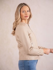 Lakeland Leather Cream Crosby Collarless Leather Jacket - Image 4 of 9