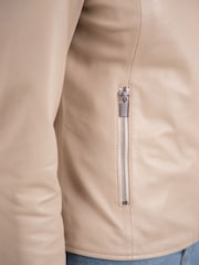 Lakeland Leather Cream Crosby Collarless Leather Jacket - Image 6 of 9