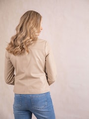 Lakeland Leather Cream Crosby Collarless Leather Jacket - Image 7 of 9