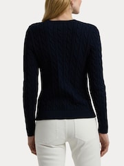 Lauren Ralph Lauren Button Trim Cable Knit 100% Cotton Jumper - Image 6 of 9