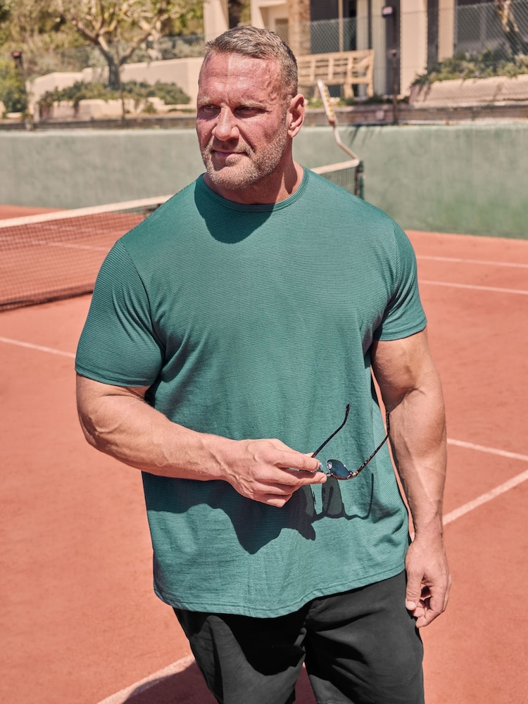 BadRhino Big & Tall Green 100% Cotton Chest Stripe T-Shirt - Image 1 of 4
