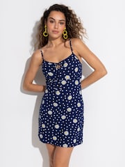 Pour Moi Navy Blue Daisy Strappy Jersey Beach Dress - Image 1 of 4