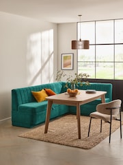 Fine Chenille Teal Blue Anderson Corner Corner Storage Dining Bench - Image 1 of 11
