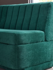 Fine Chenille Teal Blue Anderson Corner Corner Storage Dining Bench - Image 10 of 11
