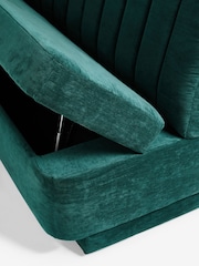 Fine Chenille Teal Blue Anderson Corner Corner Storage Dining Bench - Image 11 of 11