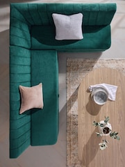 Fine Chenille Teal Blue Anderson Corner Corner Storage Dining Bench - Image 4 of 11