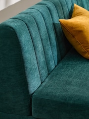 Fine Chenille Teal Blue Anderson Corner Corner Storage Dining Bench - Image 5 of 11
