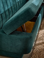Fine Chenille Teal Blue Anderson Corner Corner Storage Dining Bench - Image 6 of 11
