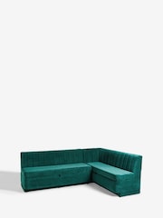 Fine Chenille Teal Blue Anderson Corner Corner Storage Dining Bench - Image 7 of 11