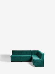 Fine Chenille Teal Blue Anderson Corner Corner Storage Dining Bench - Image 8 of 11
