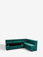 Fine Chenille Teal Blue Anderson Corner Corner Storage Dining Bench - Image 9 of 11