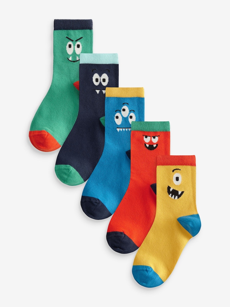 Leuchtende Farben/Monster Smiles - Print-Socken mit hohem Baumwollanteil, 5er-Pack - Bild 1 von 6 Leuchtende Farben/Monster Smiles - Print-Socken mit hohem Baumwollanteil, 5er-Pack - Bild 1 von 6