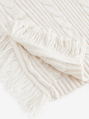 White Ecru High Roll Neck Fringe Knitted Cape Cardigan With Wool - Image 7 of 9