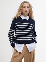 Barbour® Navy Breton Stripe Emery Knitted Jumper - Image 1 of 6