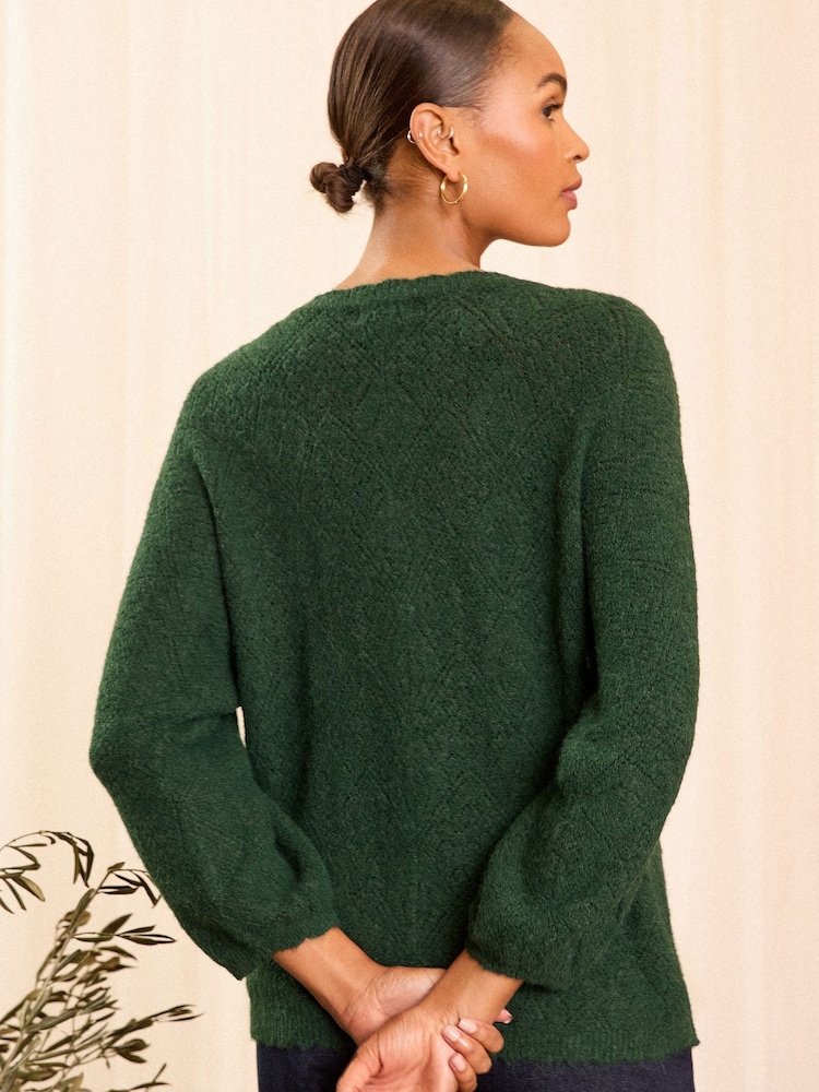 Love & Roses Green Cosy Stitch Detail Jumper - Image 4 of 4 Love & Roses Green Cosy Stitch Detail Jumper - Image 4 of 4