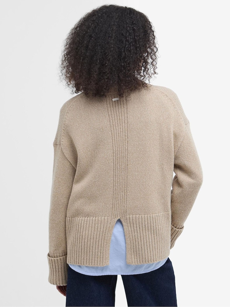 Barbour® Beige Cassandra Crew Neck Knitted Jumper - Image 2 of 6