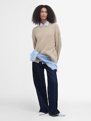 Barbour® Beige Cassandra Crew Neck Knitted Jumper - Image 3 of 6