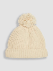 JoJo Maman Bébé Cream Rib Hat & Gloves Set - Image 2 of 4
