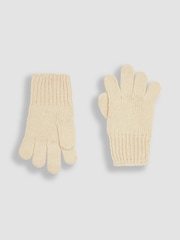 JoJo Maman Bébé Cream Rib Hat & Gloves Set - Image 3 of 4
