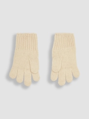 JoJo Maman Bébé Cream Rib Hat & Gloves Set - Image 4 of 4