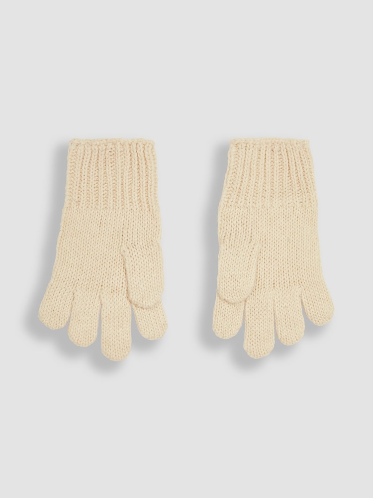 JoJo Maman Bébé Cream Rib Hat & Gloves Set - Image 4 of 4
