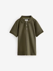 Kaki zelena - Teksturirana kratek rokav; s kratkimi rokavi 100% Bombažna polo majica (3-16let) - Slika 1 iz 3