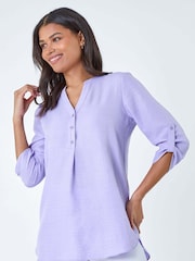 Roman Purple Longline Button Tunic Top - Image 1 of 5