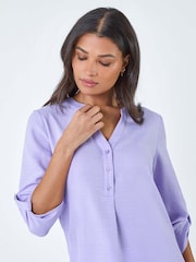 Roman Purple Longline Button Tunic Top - Image 2 of 5