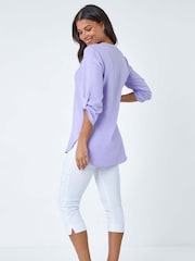 Roman Purple Longline Button Tunic Top - Image 3 of 5