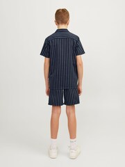 JACK & JONES JUNIOR Blue Stripe Short Sleeve Revere Collar Shirt - Image 2 of 7