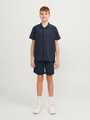JACK & JONES JUNIOR Blue Stripe Short Sleeve Revere Collar Shirt - Image 3 of 7