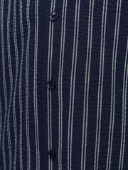 JACK & JONES JUNIOR Blue Stripe Short Sleeve Revere Collar Shirt - Image 7 of 7